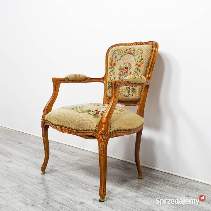 Drewniany FOTEL LUDWIK Fotel STYL francuski Dom i Ogród Kalisz