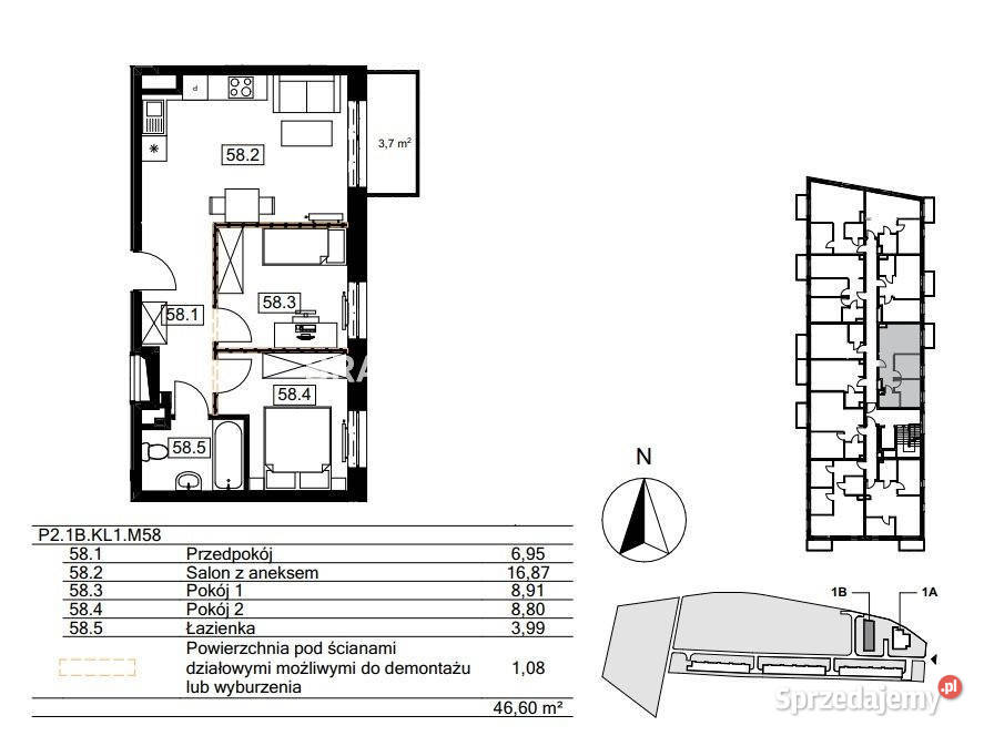 Mieszkanie 4581m2 3 pokojowe Kraków