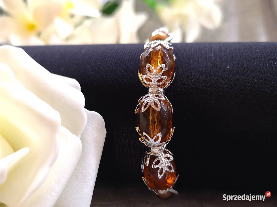 Bransoletka damska z herbacianymi koralikami i Kielce