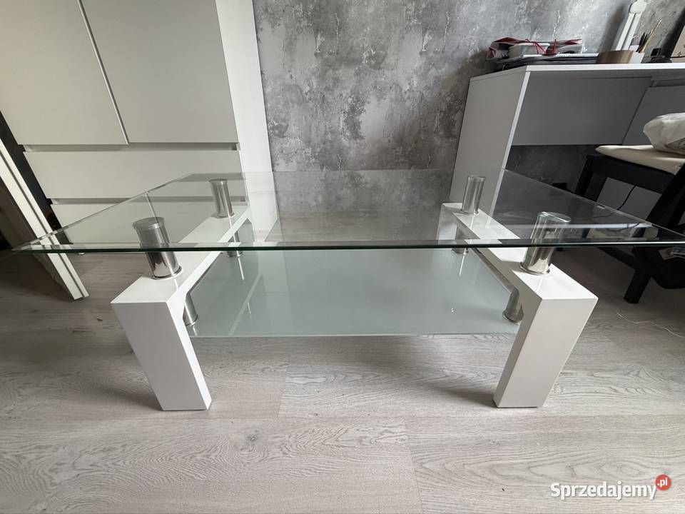 Stolik kawowy ława szklana 120x60x45 z półką lubelskie sprzedam