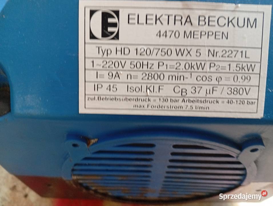 Myjka ciśnieniowa Elektra Bekum HD 120750WX5 lubelskie Lublin
