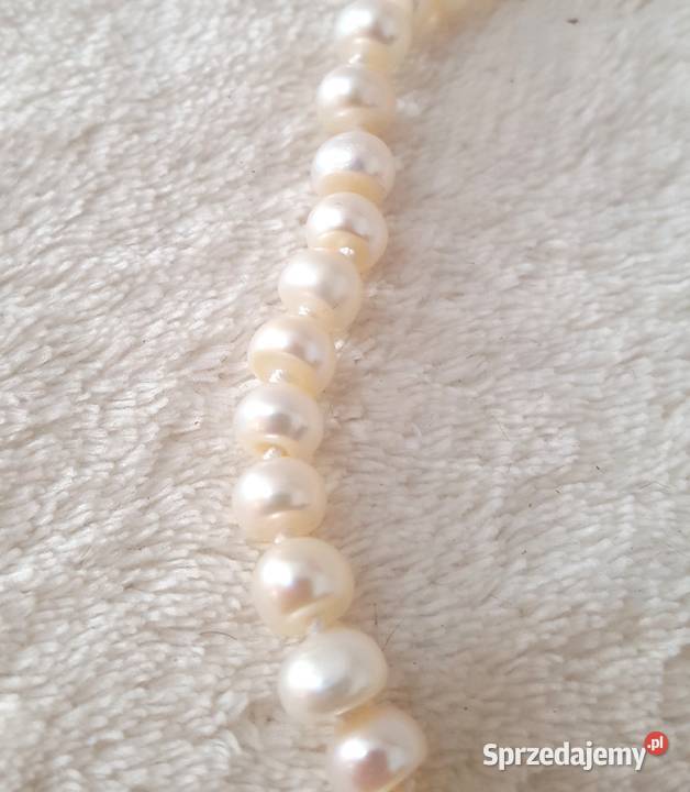 Naszyjnik kolia z pereł perły białe prawdziwe Szczecin