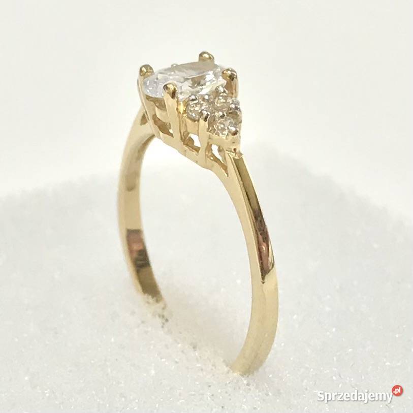 Złoty PIERŚCIONEK 585 14K KRÓLEWNY kamienie 11 Warszawa