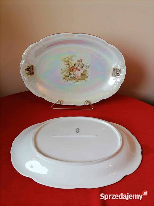 Dwa Półmiski Sygnowane Zakochana Para Wawel Porcelana i szkło Wałbrzych