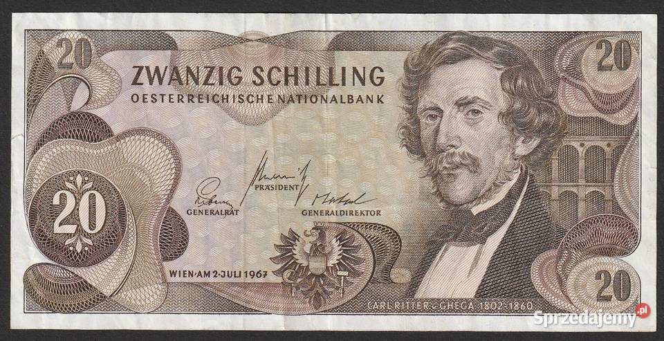 AUSTRIA 20 SCHILLING 1967 CARL RITTER B Łódź
