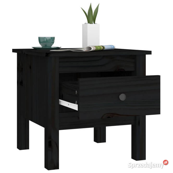Stolik boczny czarne 40x40x39 lite drewno