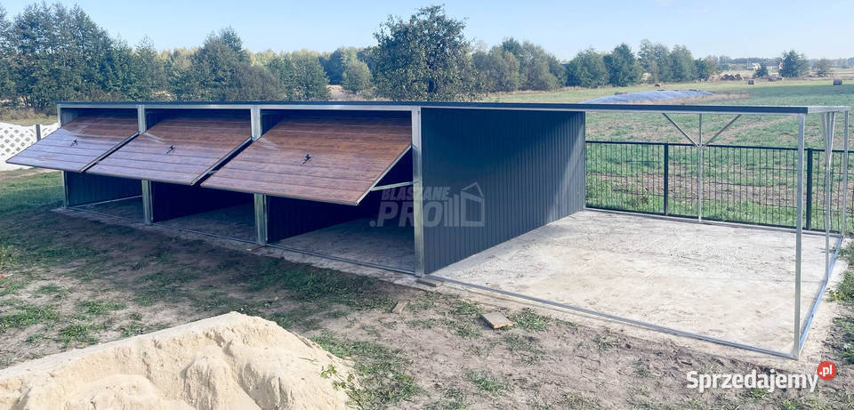 Garaz blaszany 9x6 wiata 3x6 3x Brama uchylna