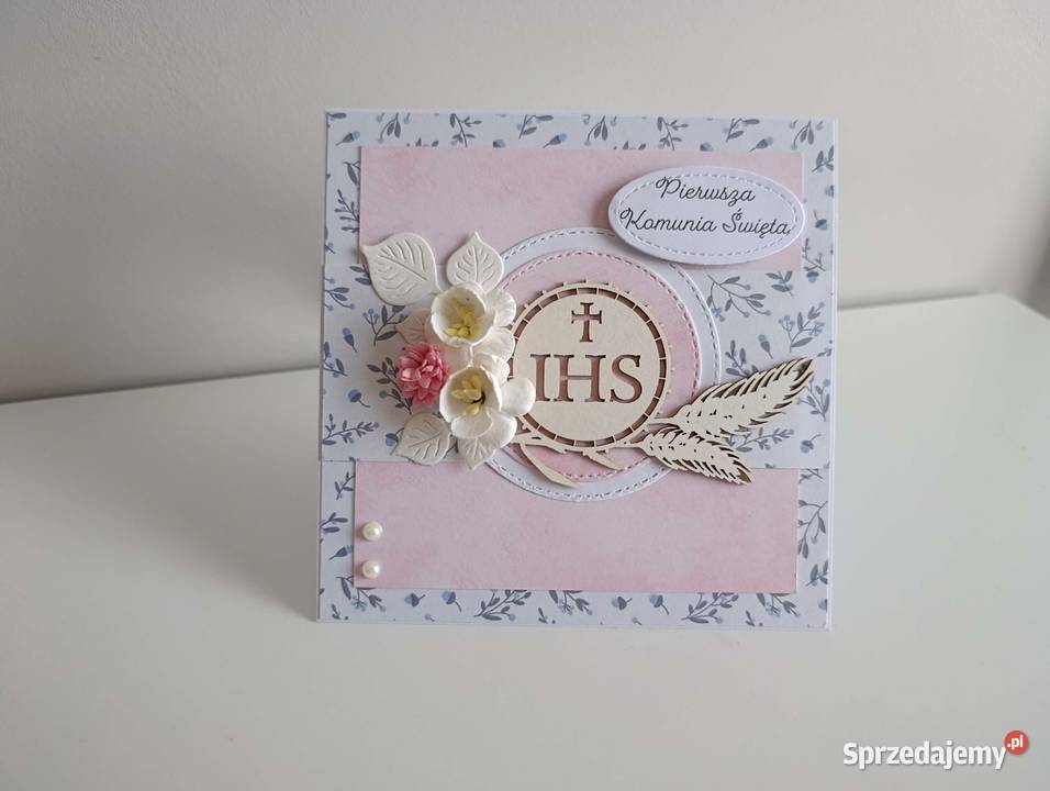 Kartka w pudełku Komunia Święta handmade Łódź
