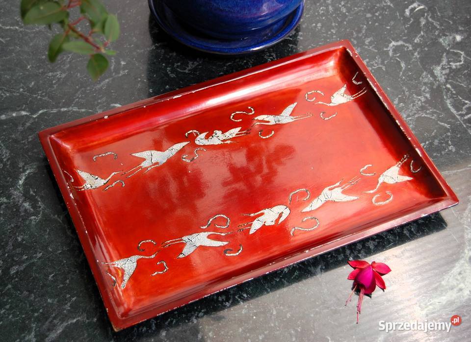 Taca z laki czerwona laka żurawie Wietnam czerwony Lublin sprzedam