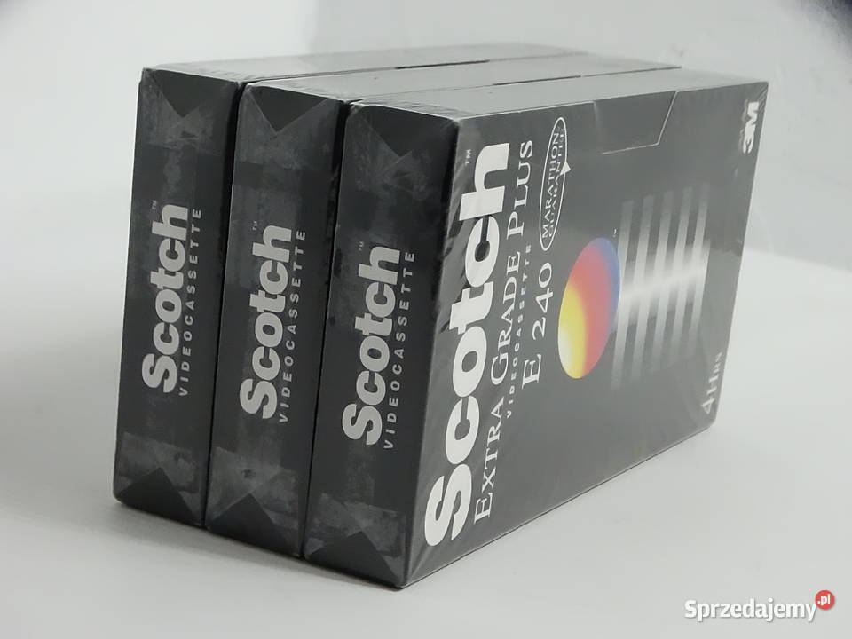 Nowe Kasety VHS Scotch Grade Plus E240 3M Zestaw Biłgoraj