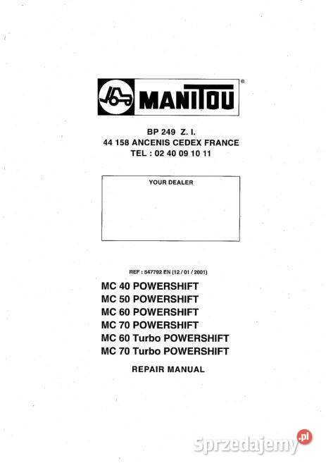 Manitou MC40 MC50 MC60 MC70 Turbo instrukcja świętokrzyskie Kielce sprzedam