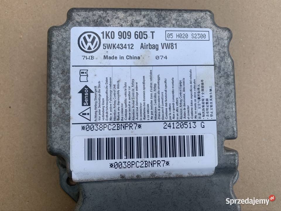 1K0909605T moduł sensor airbag poduszek skoda Rok produkcji 2012 Szczecin sprzedam