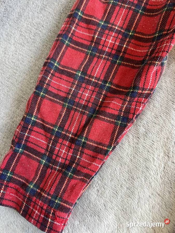Legginsy getry czerwone w kratę kratkę Jasło