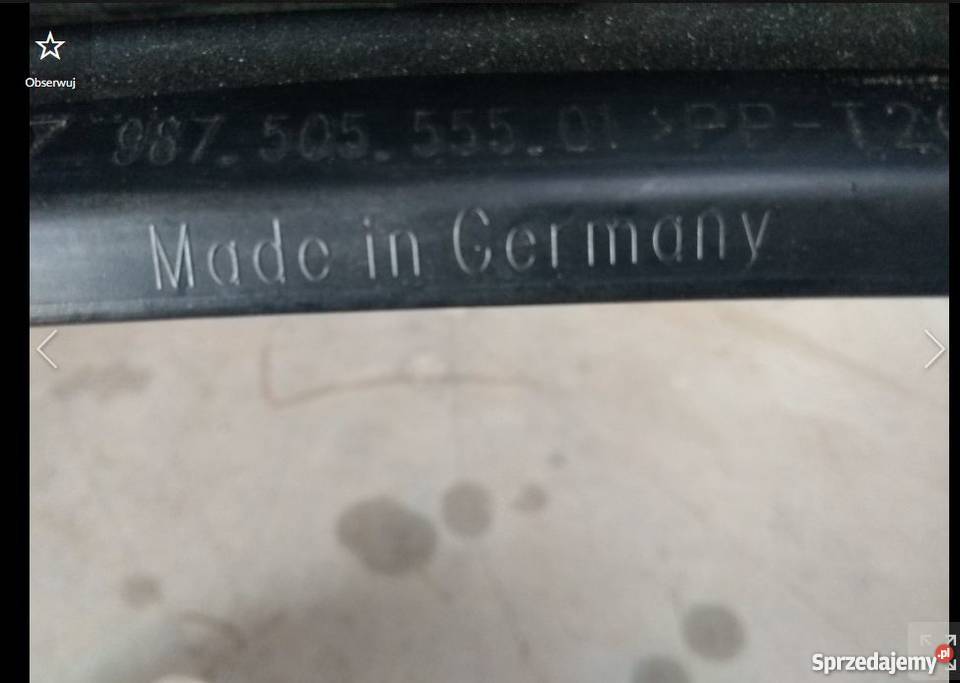 Kratka zderzaka środkowa Porsche Cayman 987 Części Pilzno