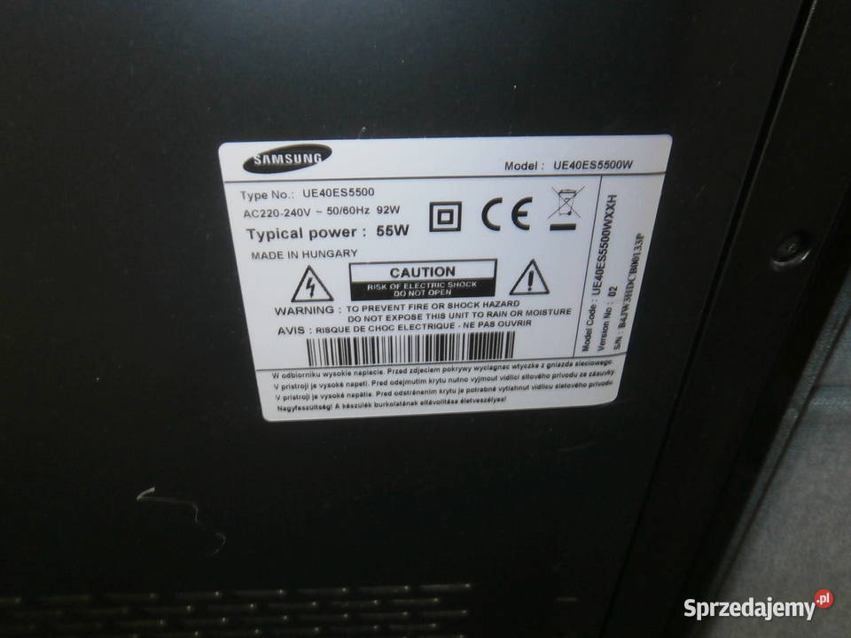 Telewizor LCD SAMSUNG UE40 ES550 do naprawy Łódź sprzedam