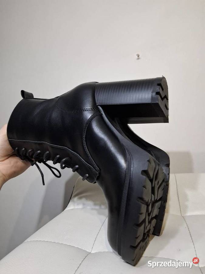 Barson 36 czarne botki damskie słupek platforma Kraków sprzedam