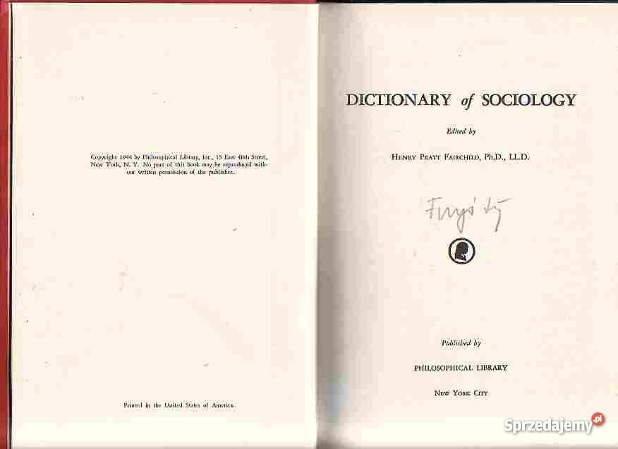 628 DICTINARY OF SOCIOLOGY HENRY PRATT FAIRCHILD Czyrna sprzedam