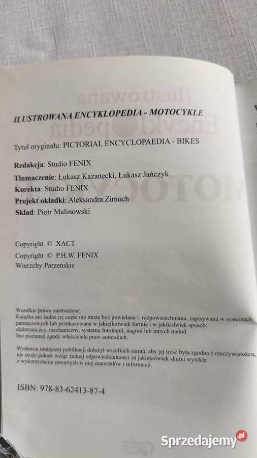 Ilustrowana encyklopedia Motocykle wydFenix Książki naukowe i popularnonaukowe Lublin sprzedam