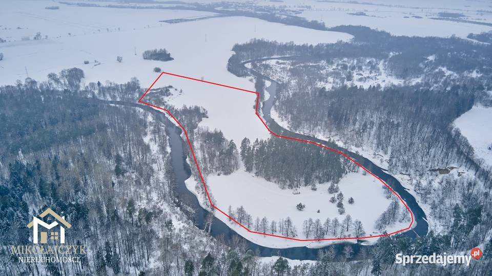 Urokliwa działka rolna z linią brzegową Łyny 104230m2 warmińsko-mazurskie Bartoszyce