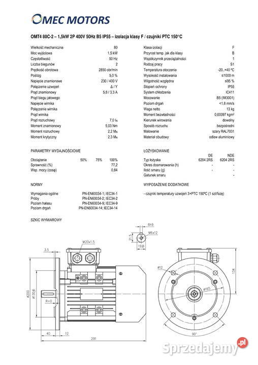 silnik elektryczny 15kW 2900obr 3fazowy 80B35 kujawsko-pomorskie