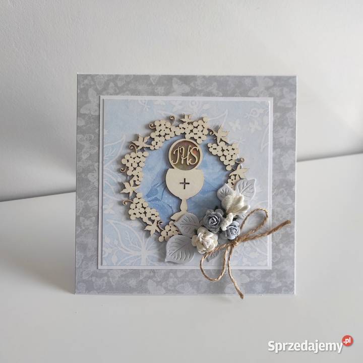 Kartka ręcznie robiona Komunia Święta handmade 3 Antyki, Sztuka, Kolekcje Łódź