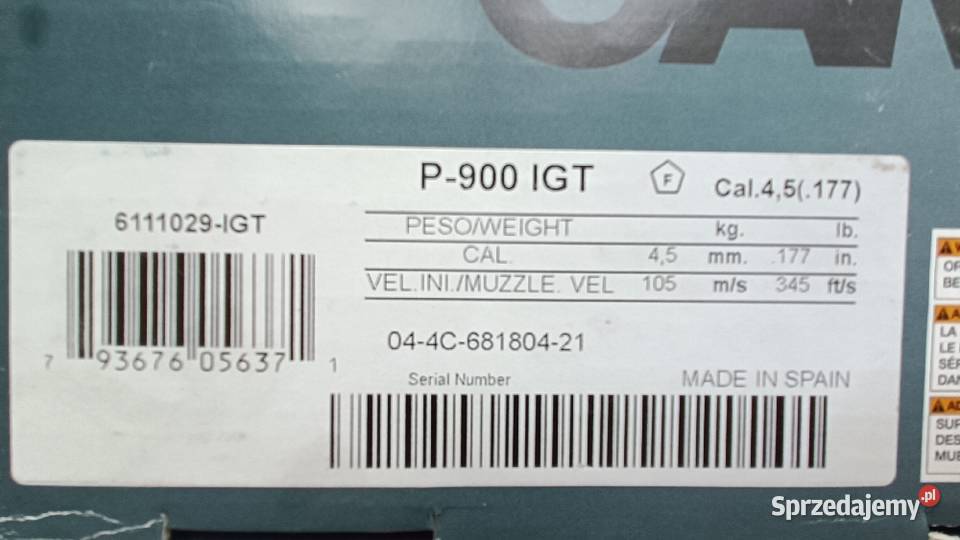 Pistolet wiatrówka Gamo P900 IGT 45 mm mazowieckie Łomianki Dolne