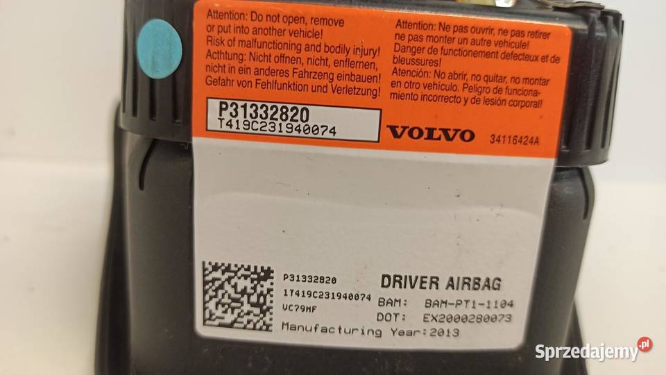 VOLVO V70 XC70 PODUSZKA AIRBAG KIEROWCY 31332820