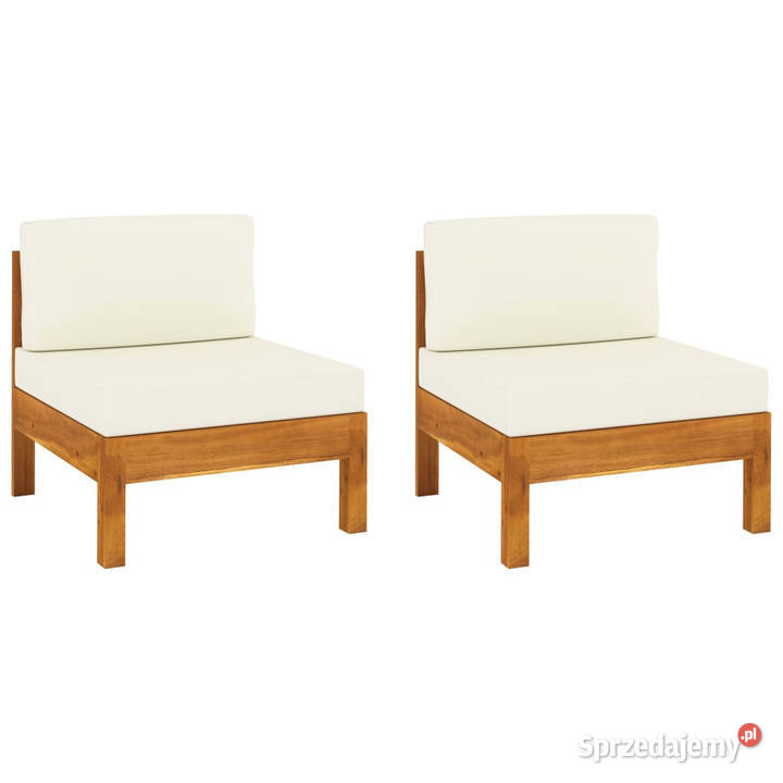 2 sofy środkowe z kremowymi poduszkami lite