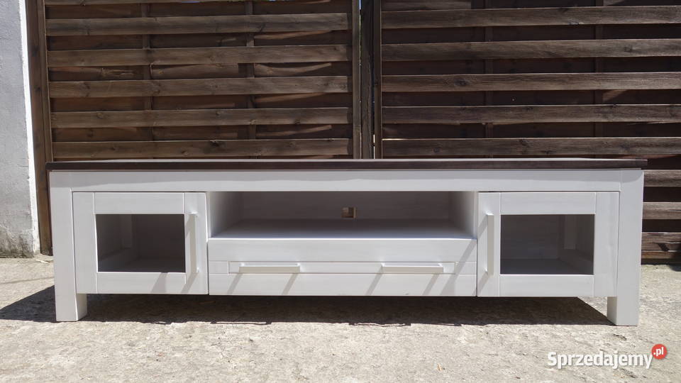 Drewniana szafka RTV pod telewizor biała mazowieckie Warszawa sprzedam
