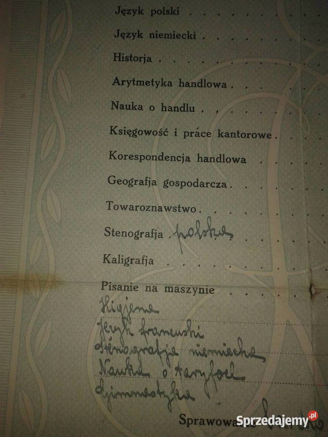 przedwojenne swiadectwo szkolne małopolskie Kęty