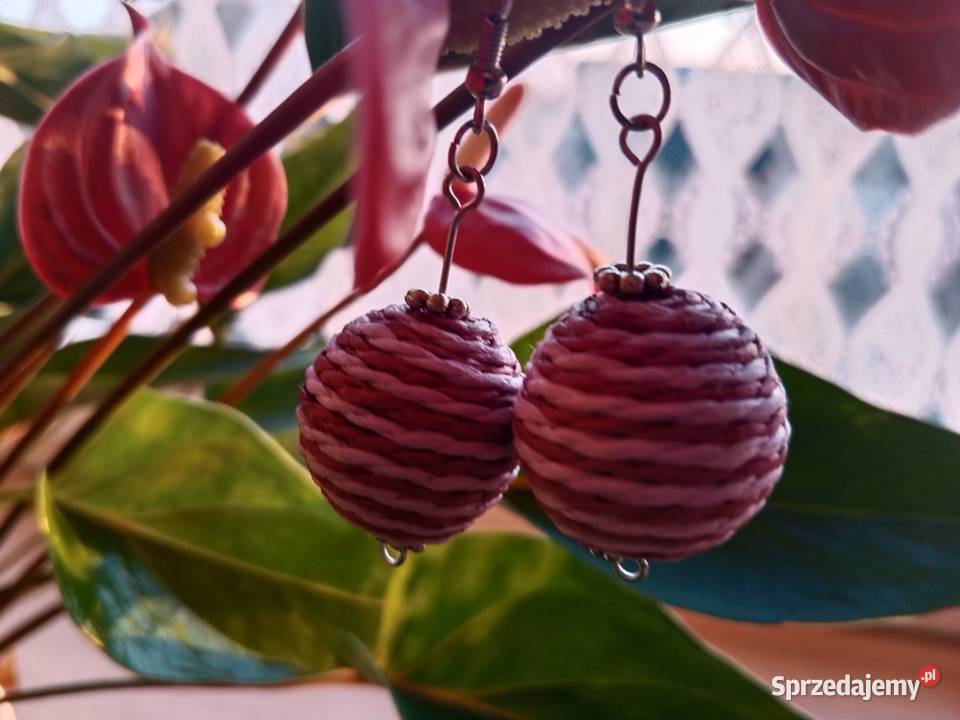 Kolczyki kule fiolet wielkopolskie Poznań sprzedam