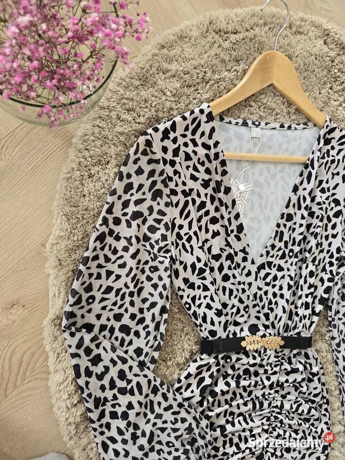 Sukienka drapowany przód Print Centki Rozmiar 36(S) śląskie