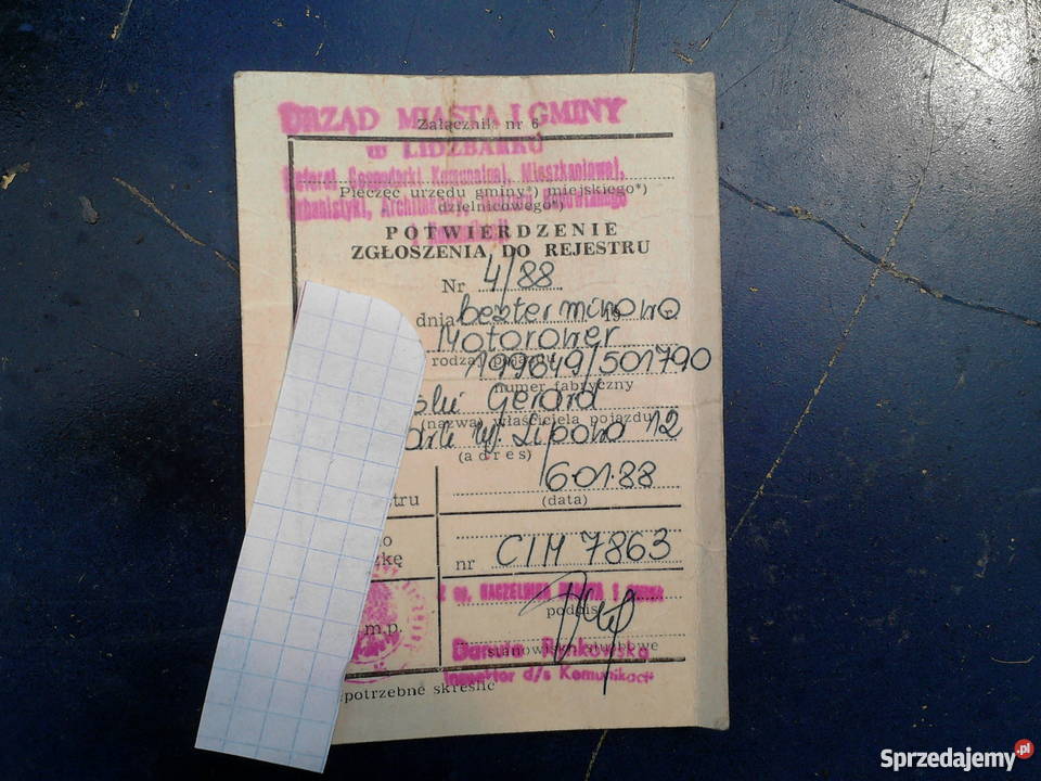 Romet rama z dokumentami Lidzbark