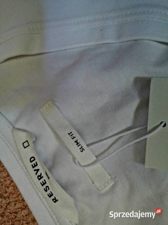 Biała bawełniana Koszulka Bluzka Tshirt Slim fit Leszno