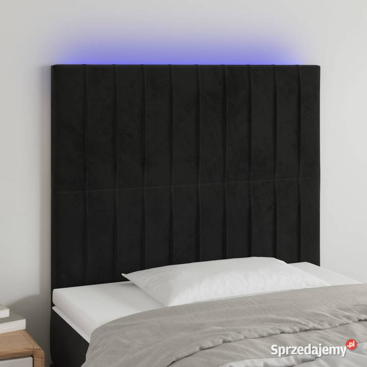 Zagłówek do łóżka z LED czarny 90x5x118128 Ramy i stelaże Łóżka i materace