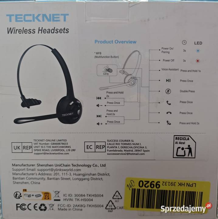 Bezprzewodowy zestaw słuchawkowy sprzedam