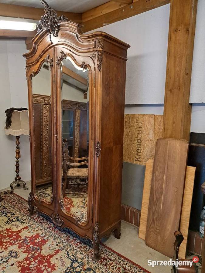 Piękna 2drzwiowa szafa Ludwik Filip z lustrami