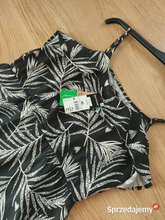 Sukienka L 40 czarna brązowe liście maksi długa Spódnice i sukienki Warszawa