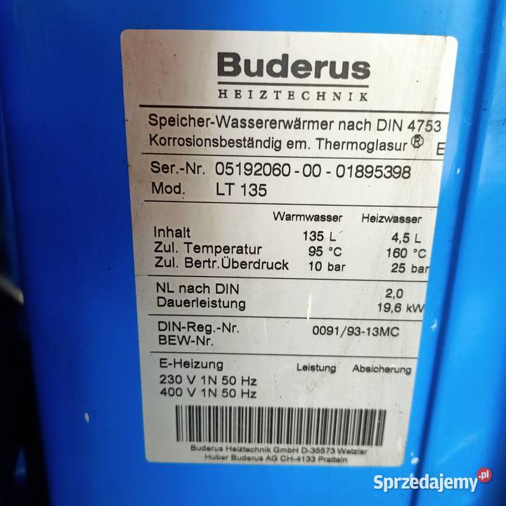 Piec na olej opałowy BUDERUS G115 21kW Jonkowo sprzedam