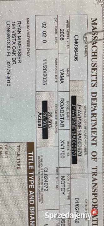 Yamaha Road Star na wtrysku Rok produkcji 2008 Wrocław