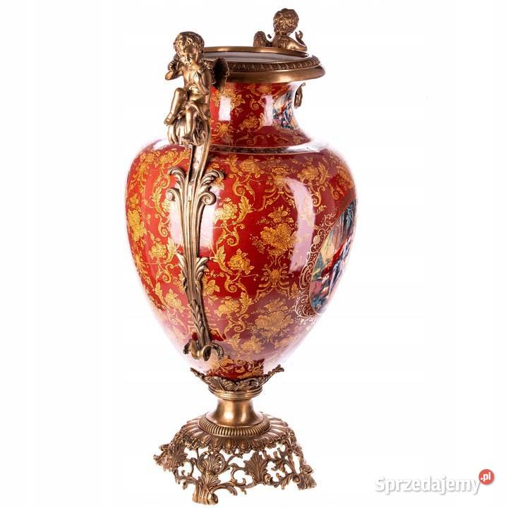 Czerwony Porcelanowy Wazon Empire Waza Porcelana małopolskie
