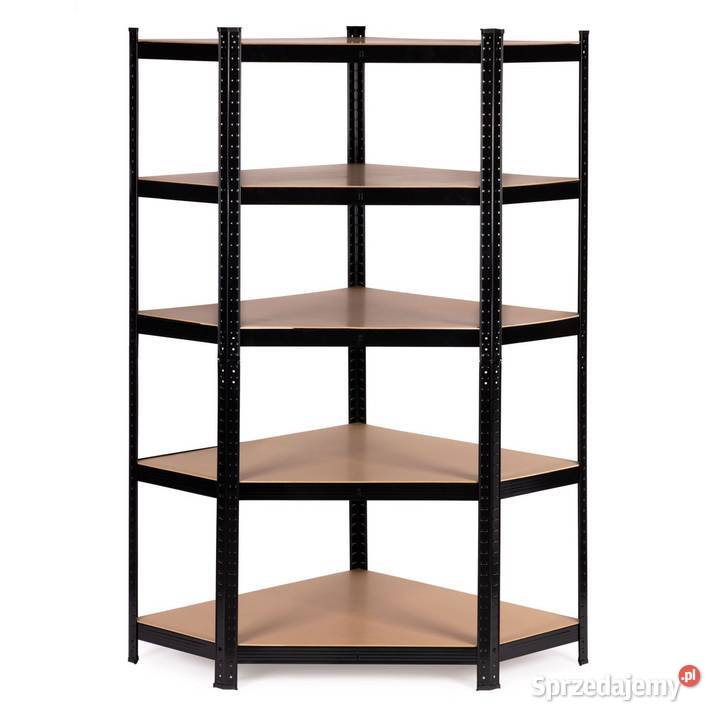 Regał narożny metalowy czarny 5 półek Regały