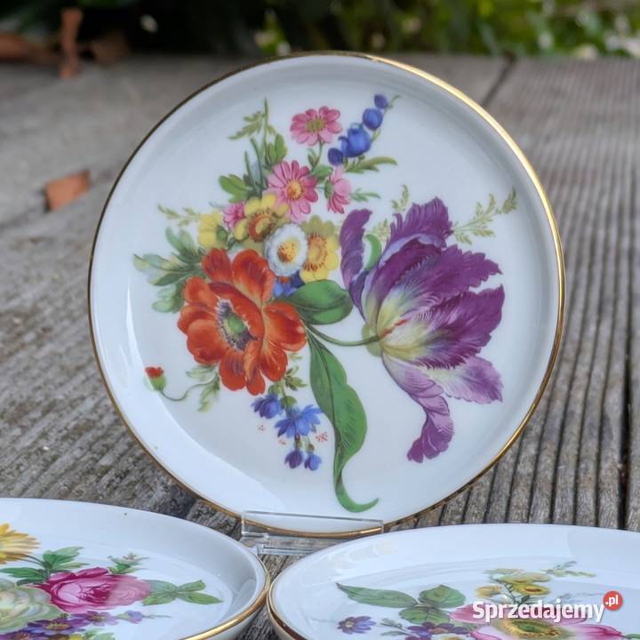 Trzy Ukwiecone TalerzykiKonfiturówki Frstenberg Legnica