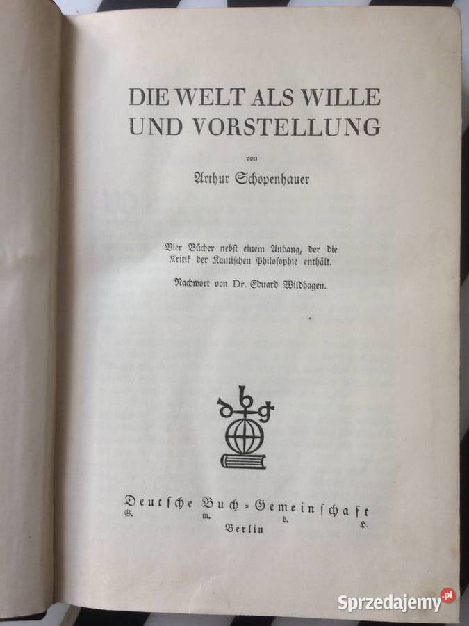 3608 Die Welt Als Wille Und Vorstellung Antykwariat