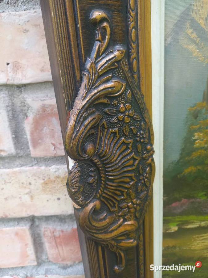 Obraz olejny namalowany na płótnie w drewnianej Gawroniec