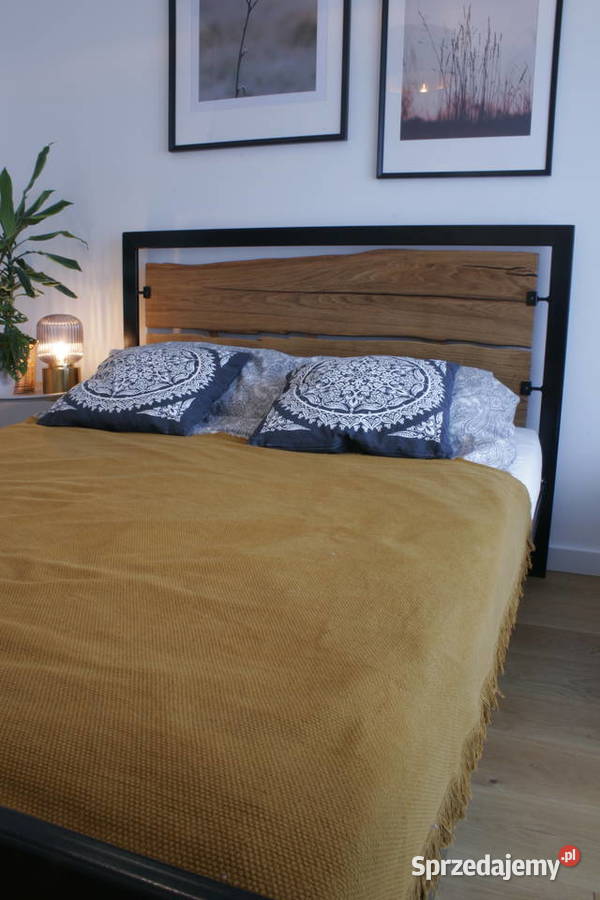 Łóżko drewno dębowe i metalowa rama ARTstyle Łóżka Łóżka Kraków sprzedam