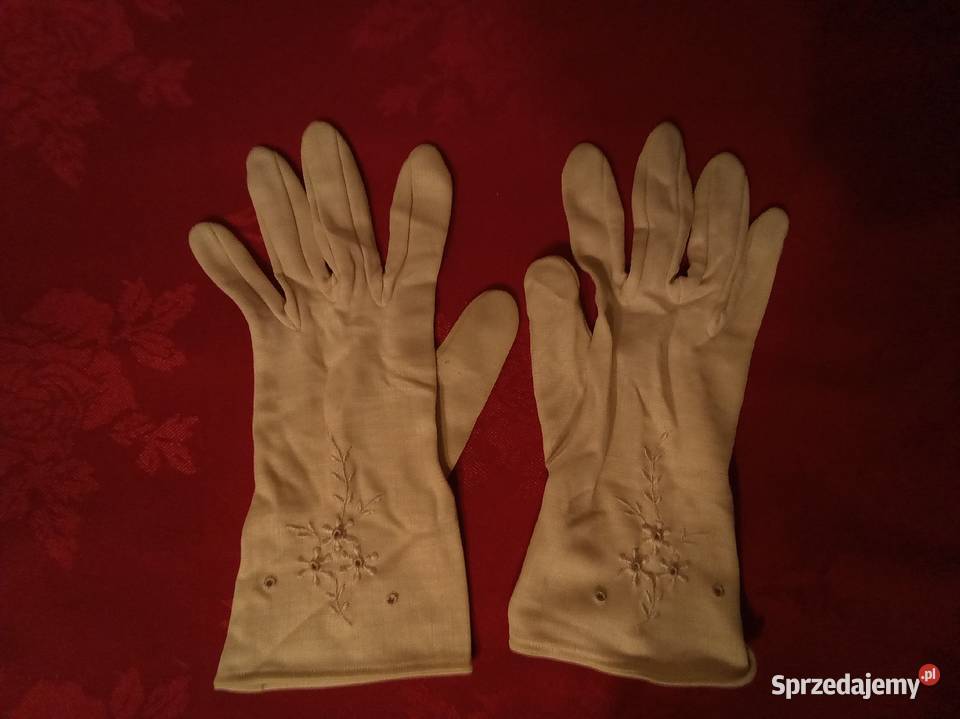 Rękawiczki z koronką PRL Warszawa