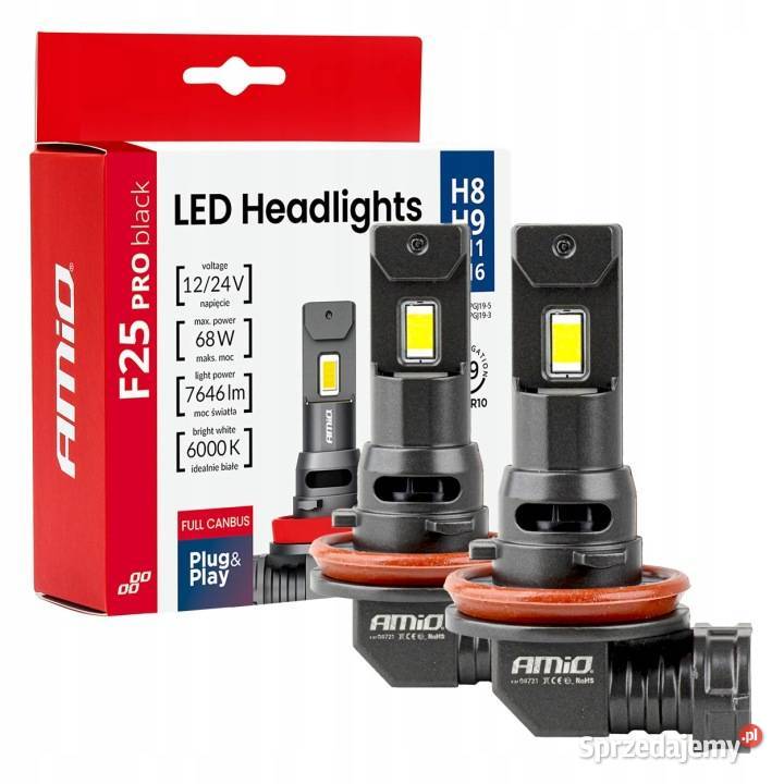 ŻARÓWKI LED AMIO 1224v H8 H9 H11 H16 F25 PRO wielkopolskie