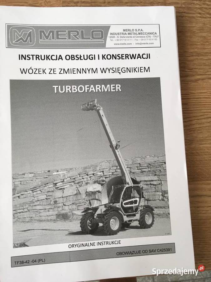 dtr instrukcja obsługi merlo tf387120 cvtronic i Szczecin