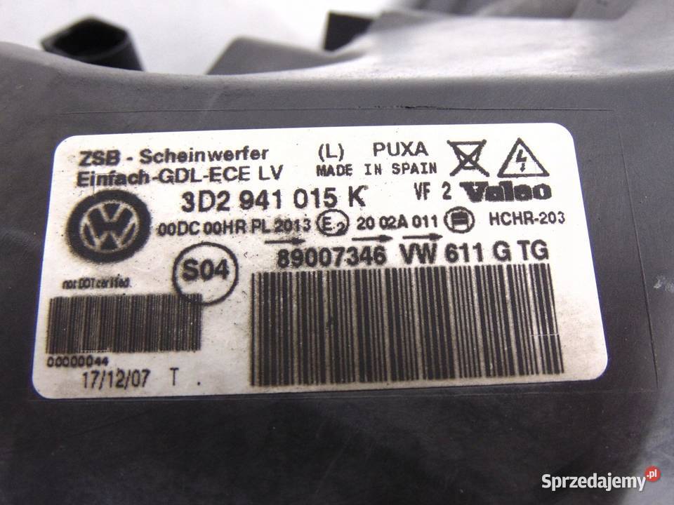 LAMPA LEWY PRZÓD XENON VW VW PHAETON 3D2941015K osobowe małopolskie